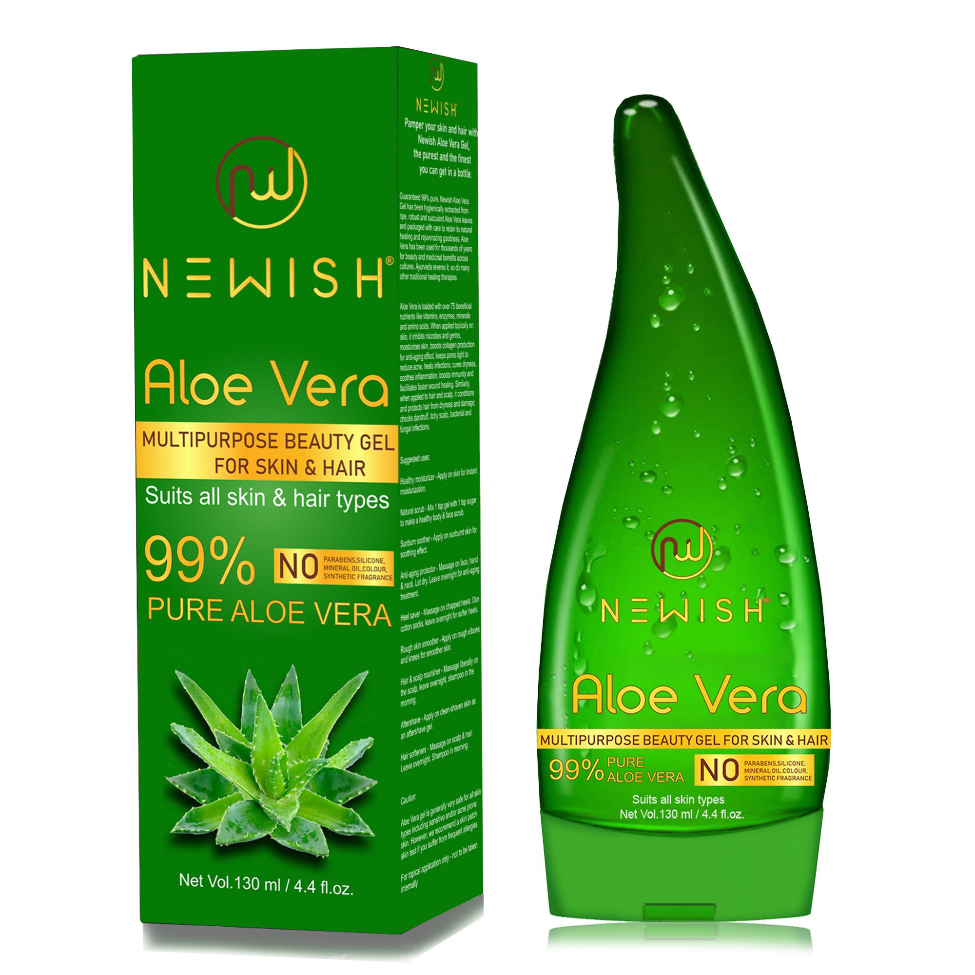Organic Aloe Vera Gel for Skin & Hair - 100% Natural | Newishkart