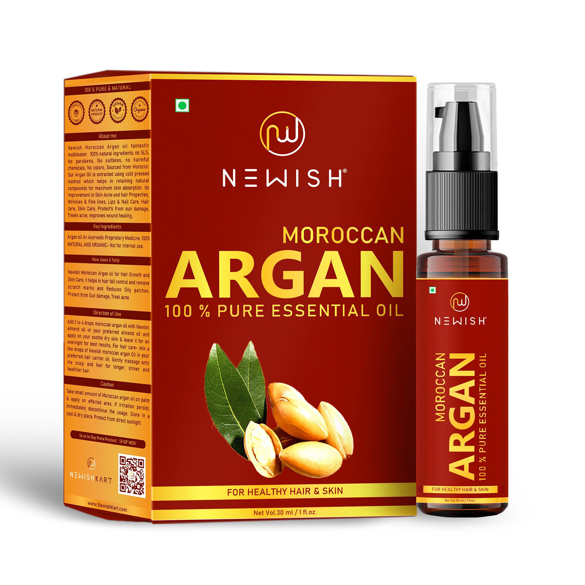 Moroccan Argan Oil For Hair & Skin - 100% Natural | Newish