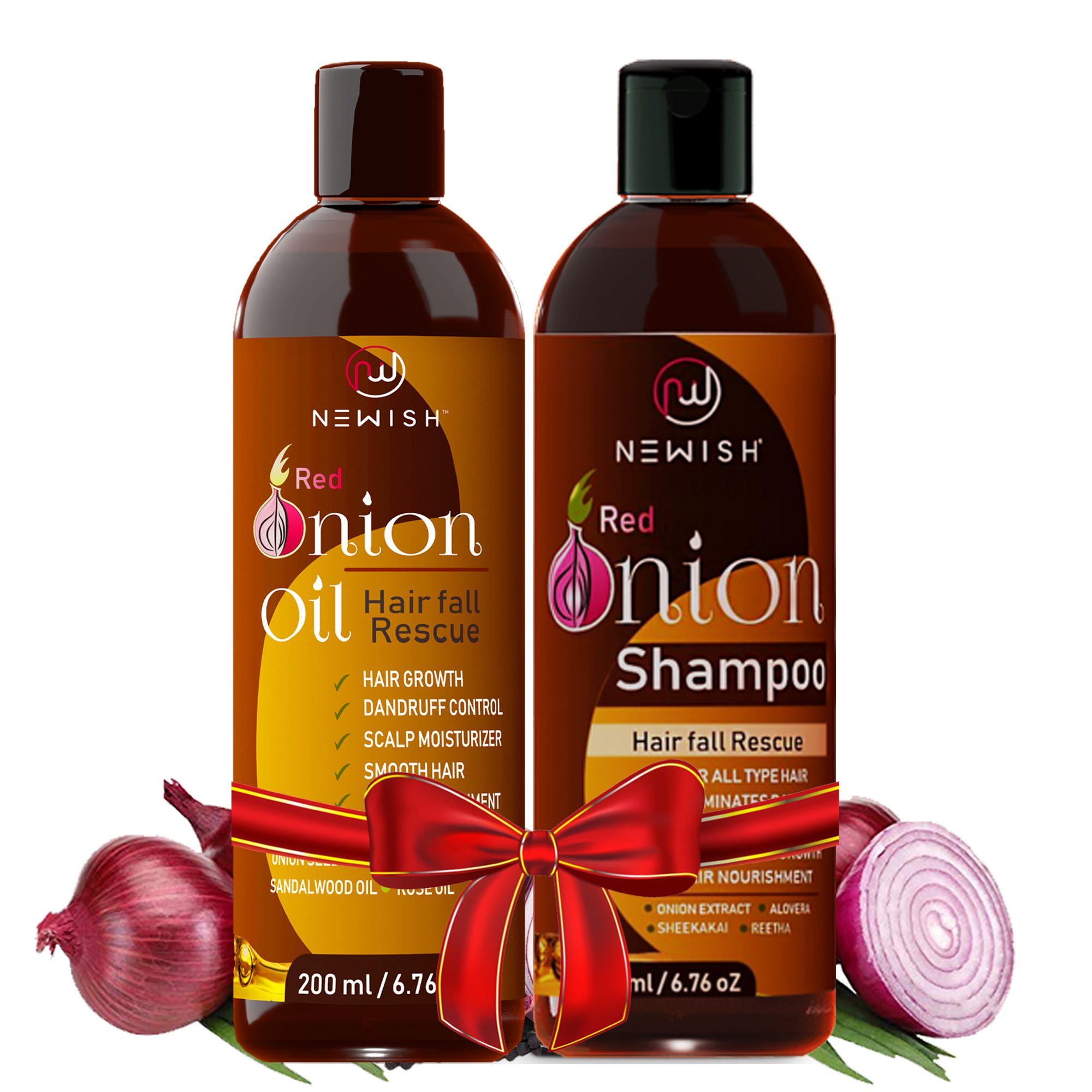 Red Onion Oil and Shampoo for Hair – Hair Growth Kit | Newish