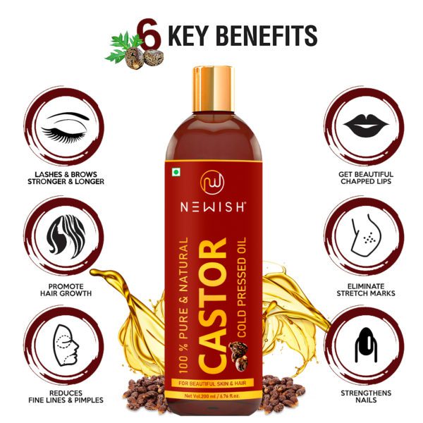 Castor Oil For Hair & Skin - Natural Cold Pressed Oil | Newish
