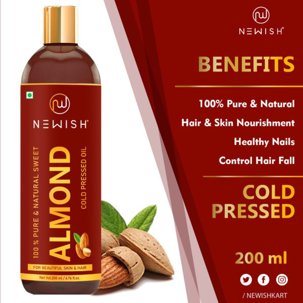 Almond Oil For Hair & Skin - 100% Natural & Cold Pressed | Newish