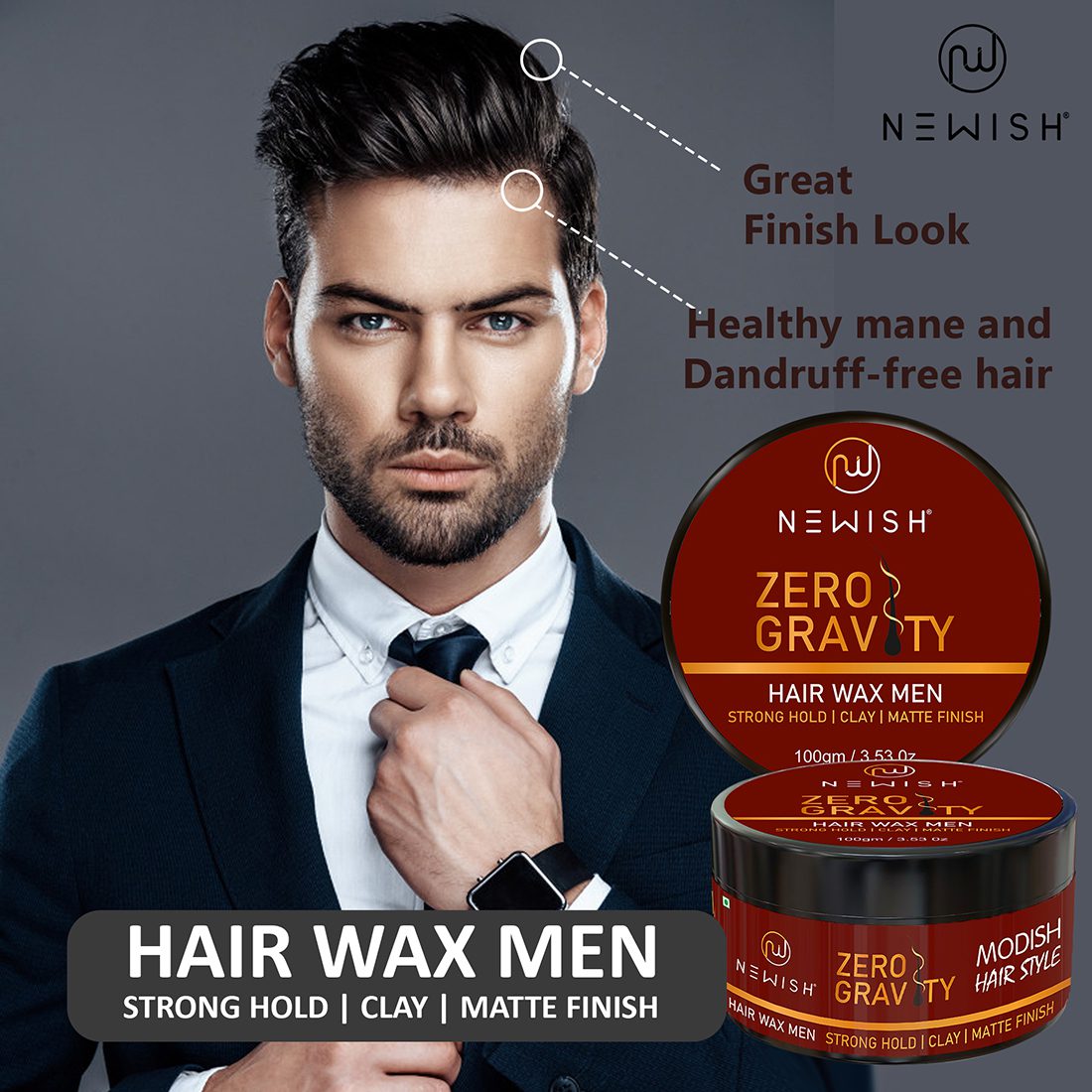 Hair Wax for Men to Strong Hold Hair Style for 6 Hours | Newish
