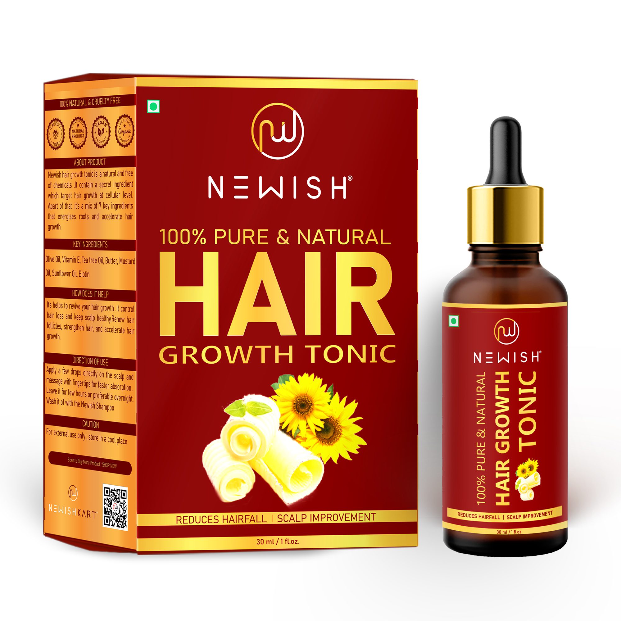 Hair Growth vitalizer Tonic for baby hair grown with Vitamin E Oil & Biotin