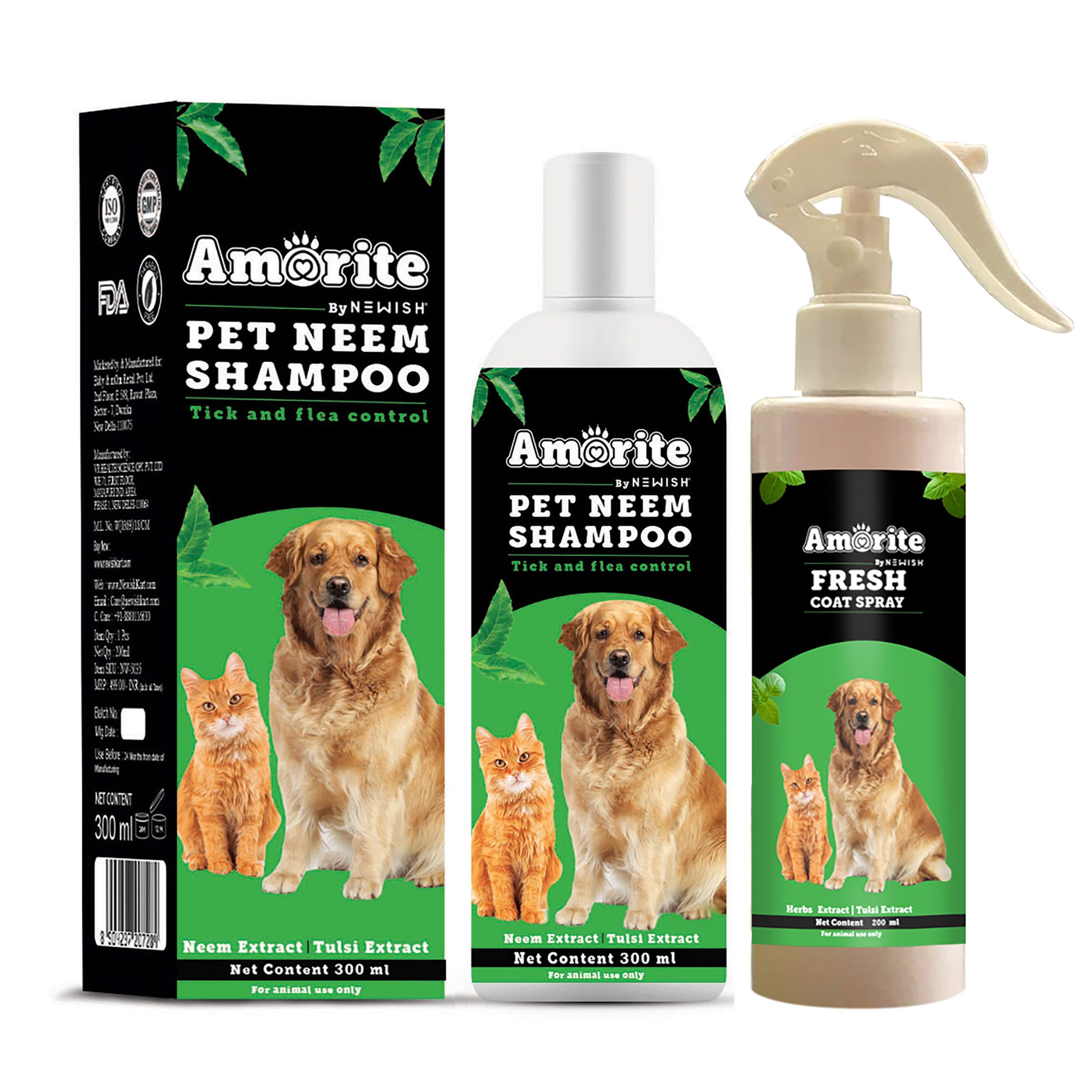 pet shampoo and coat spray