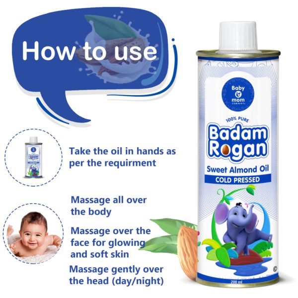 how to use badam rogan oil for babies